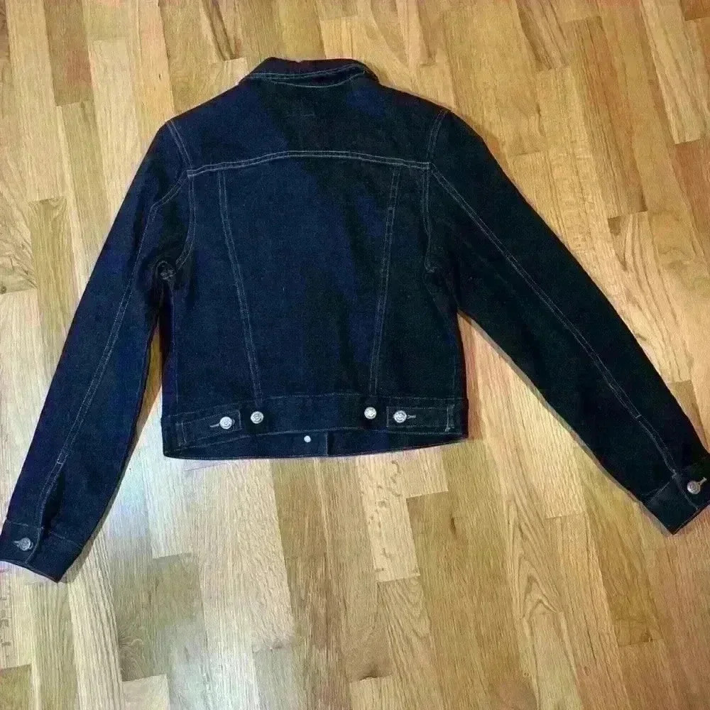 VTG Angels Denim Jean Jacket Blue Cotton Pockets Button Up Juniors Size Medium - Picture 3 of 8